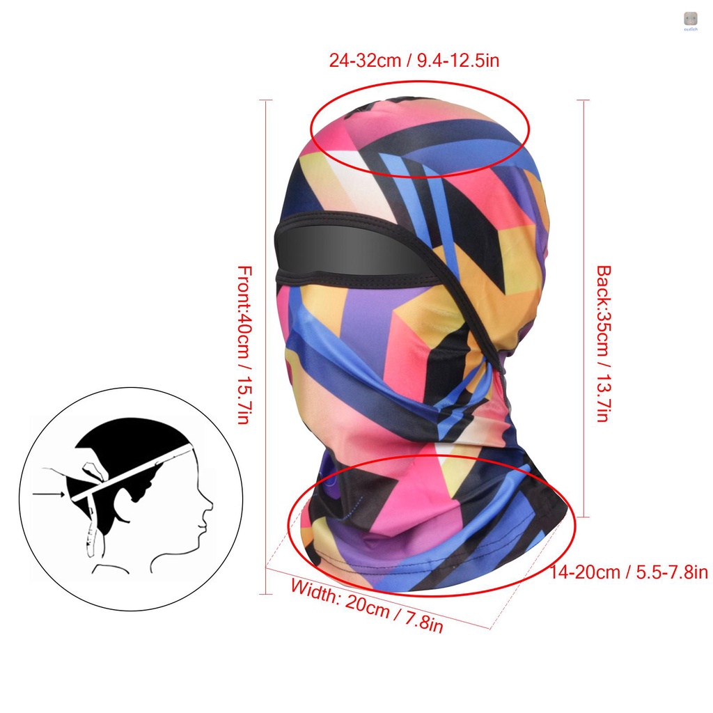 Mũ Trùm Đầu Co Giãn Thoáng Khí Chống Nắng In Họa Tiết Balaclava Kèm Tấm Che Mặt