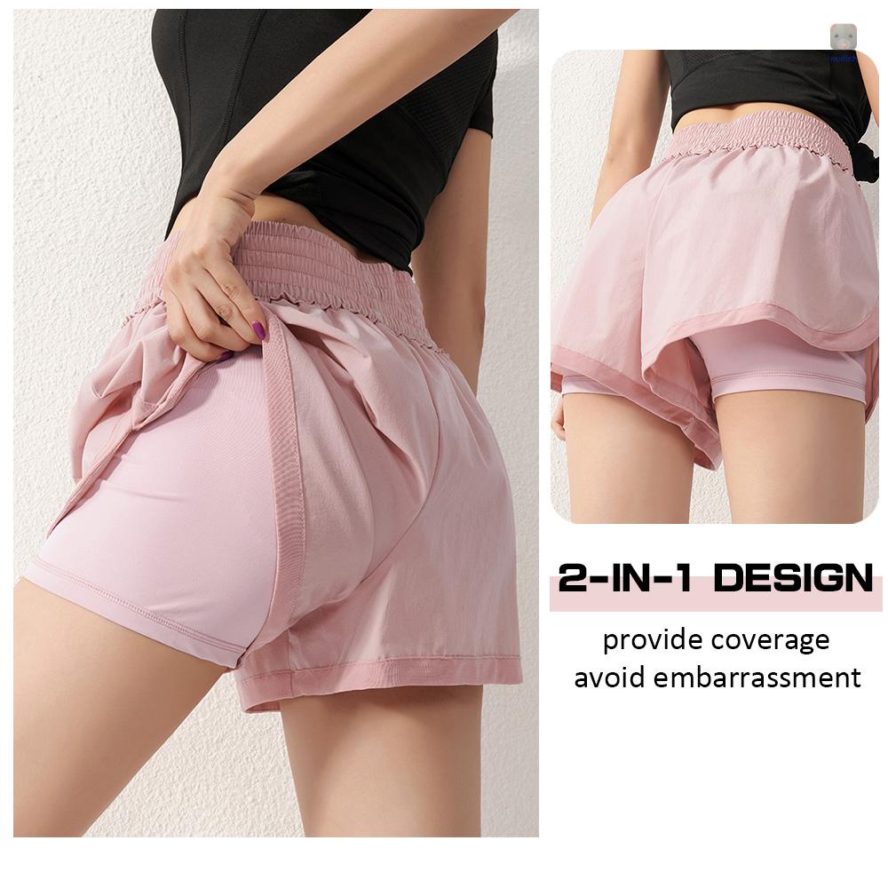 Quần Short Thể Thao 2 Trong 1 Thoáng Khí Mau Khô Cho Nữ