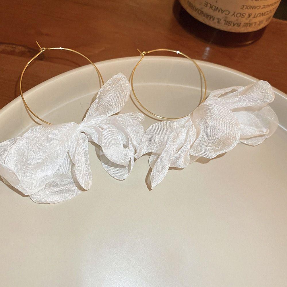 Khuyên Tai Hình Tròn Lớn Thắt Nơ Bằng Hợp Kim Phong Cách Hàn Quốc Thời Trang Cho Nữ