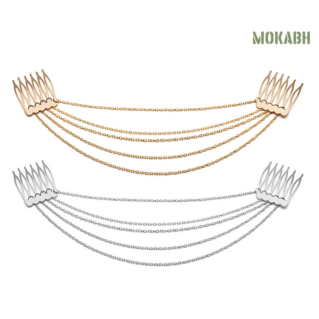 Lược Cài Tóc Bằng Hợp Kim Phối Dây Xích Tua Rua Thời Trang