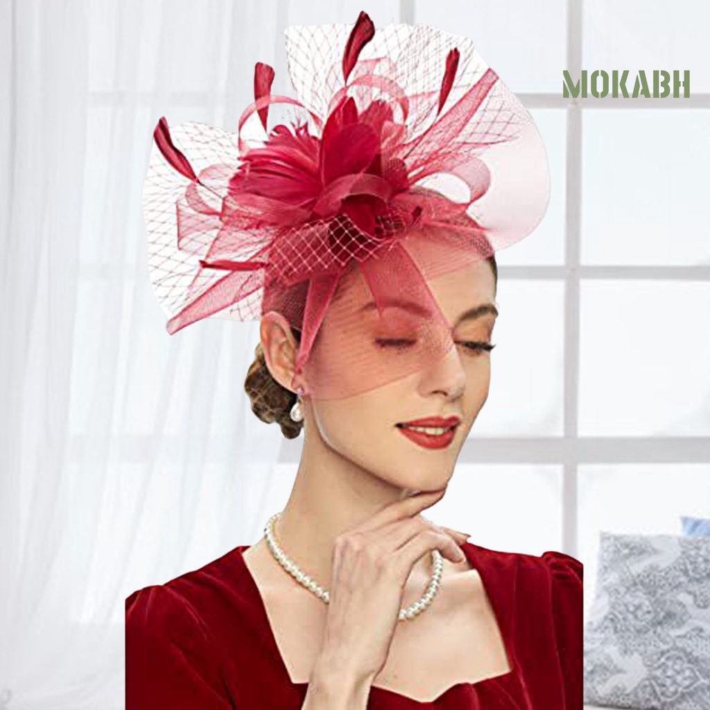 [Mok Abh] Băng Đô Cài Tóc Phối Lưới Thời Trang Cho Cô Dâu