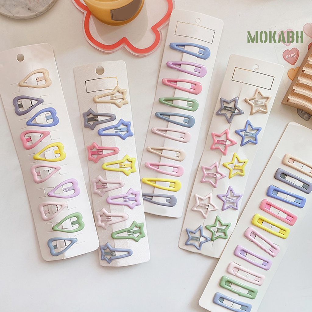 10 Kẹp Tóc Co Dãn Chống Trượt Họa Tiết Hình Ngôi Sao Trái Tim Hoạt Hình