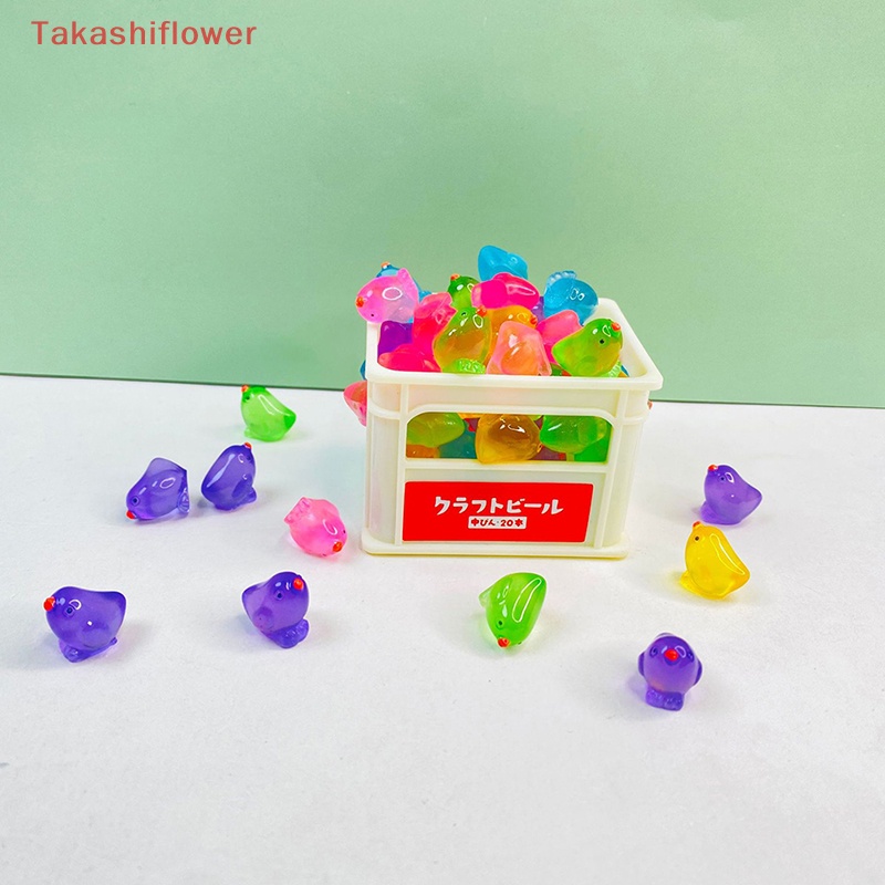 Set 5 Chú Gà Con Mini Màu Dạ Quang Dễ Thương Trang Trí Tiểu Cảnh DIY