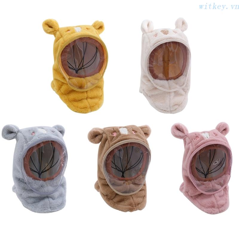 Bộ Mũ Trùm Đầu Và Khăn Choàng Cổ Dày Dặn Giữ Ấm Chống Gió Chống Giọt Bắn Dành Cho Bé Vào Mùa Đông