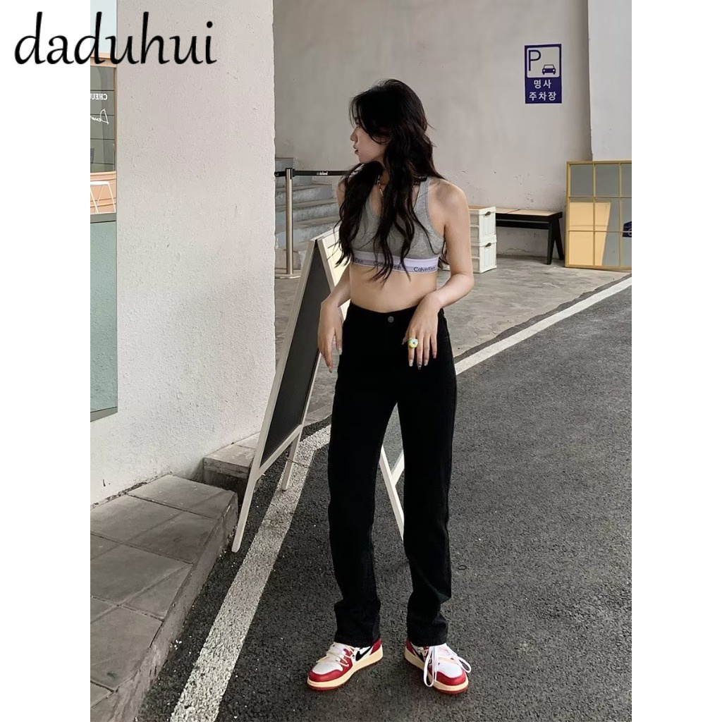 Daduhui New Korean Version of Ins Niche Jeans Women's High Waist Loose Wide Leg Pants Large Size Trousers