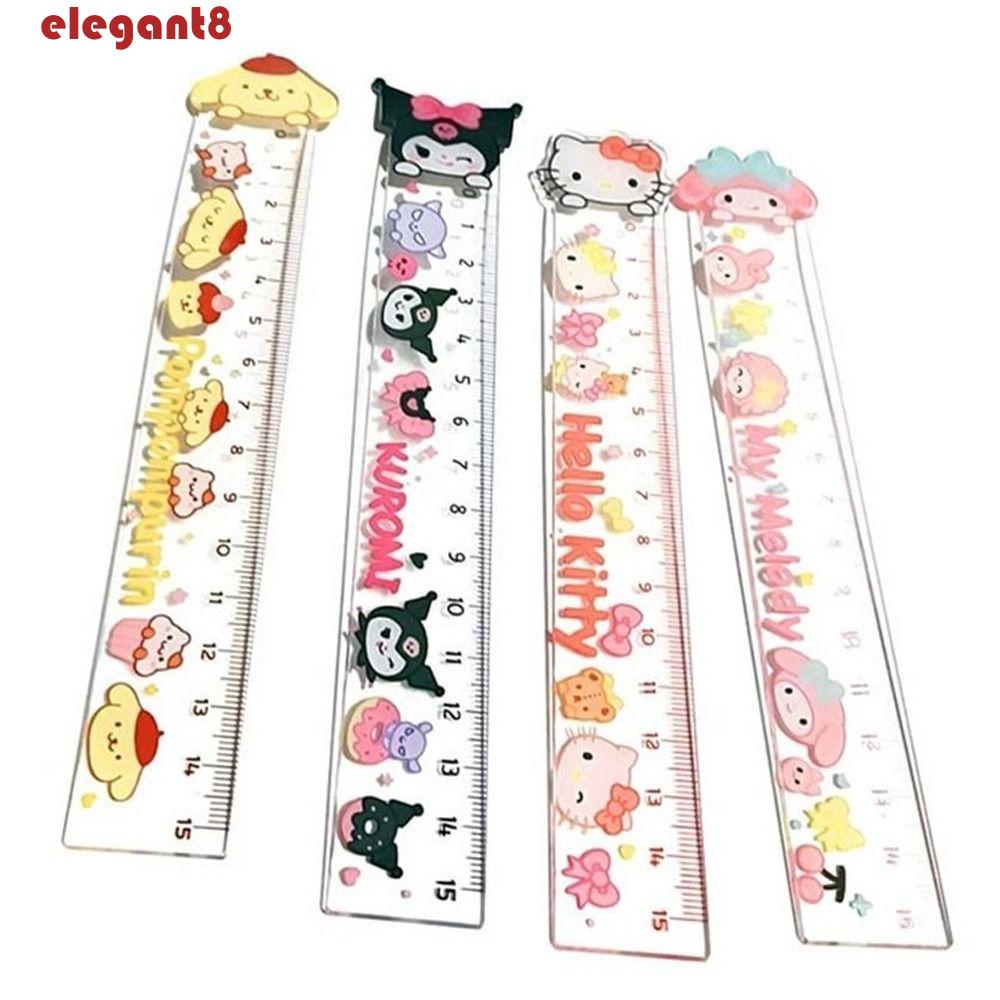 Thước Nhựa Acrylic 12cm 15cm Họa Tiết Hoạt Hình My Melody Cinnamoroll Purin Dễ Thương Cho Học Sinh