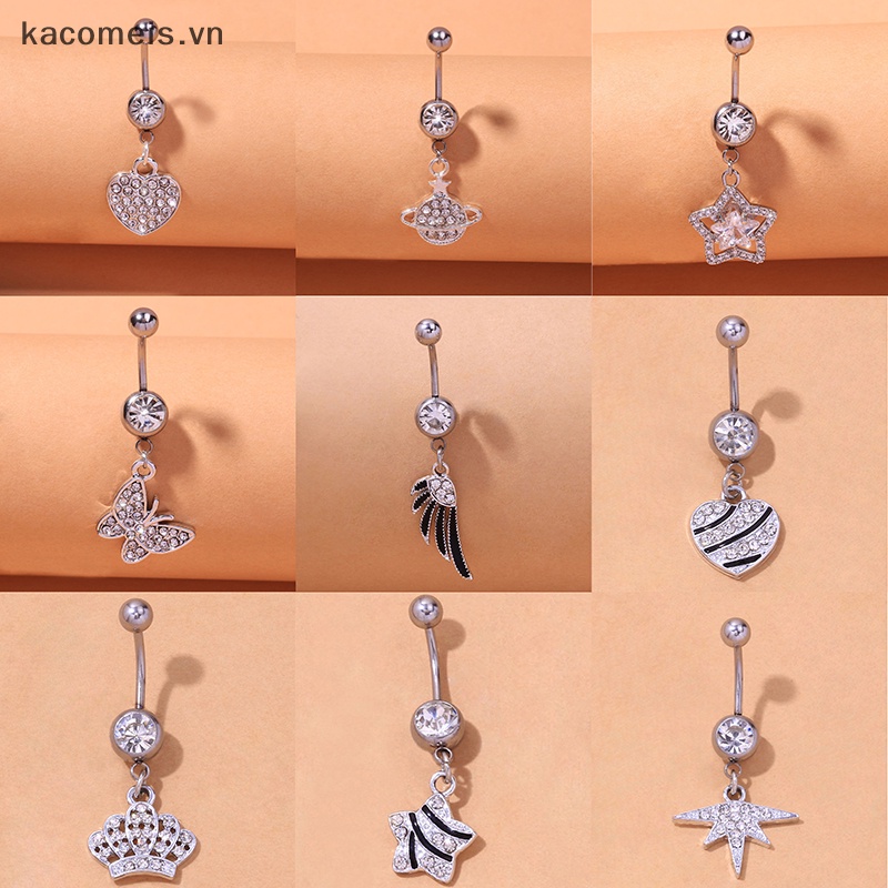 Khuyên Rốn Thép Không Gỉ Hình Trái Tim Xinh Xắn