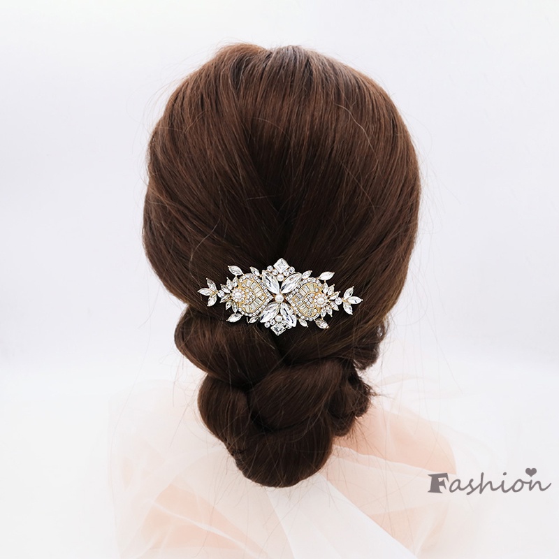 Lược Cài Tóc 8 Răng Bằng Hợp Kim Đính Đá Thời Trang Dành Cho Cô Dâu