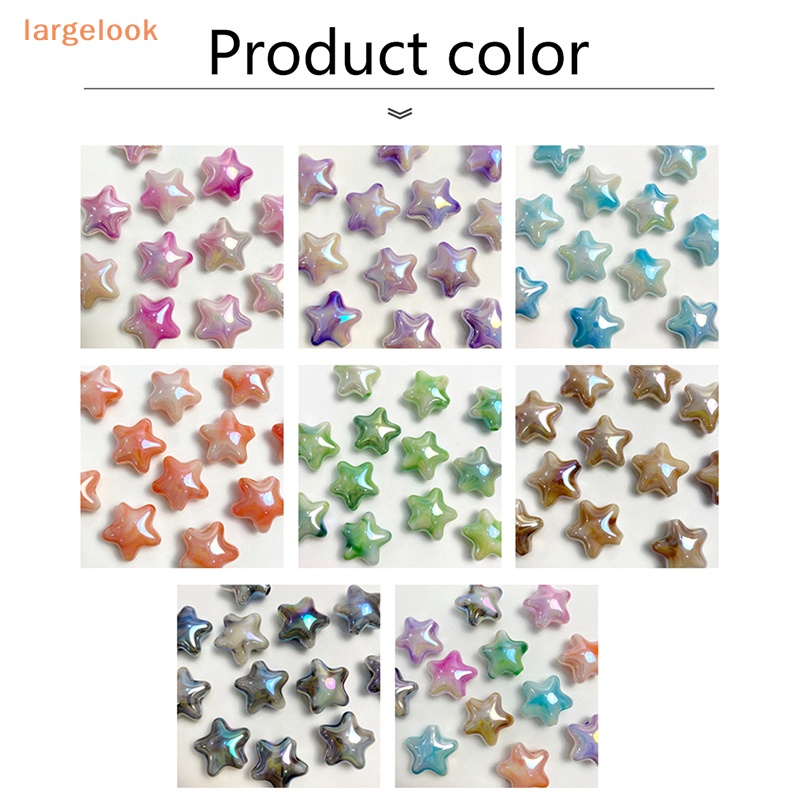 Set 10 Hạt Cườm Acrylic Hình Ngôi Sao Năm Cánh Lấp Lánh Nhiều Màu Sắc Dùng Trang Trí Vòng Tay DIY