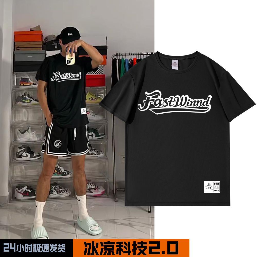 Áo Thun Thể Thao Tay Lỡ Dáng Rộng Thoáng Khí Nhanh Khô Phong Cách Mỹ 2023 Cho Nam