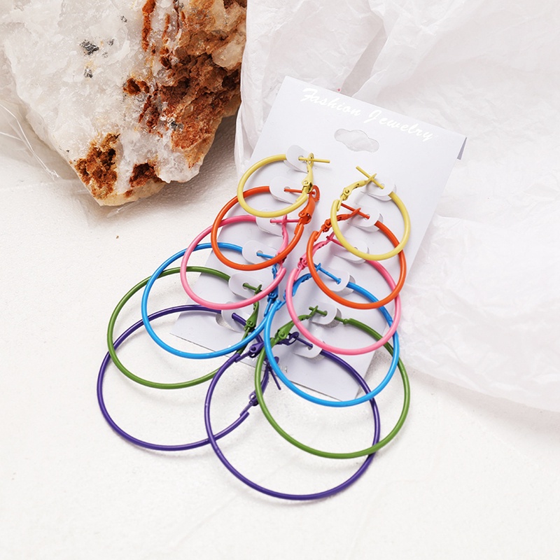 Set 6 Đôi Bông Tai Khoen Tròn Thời Trang Cho Nữ