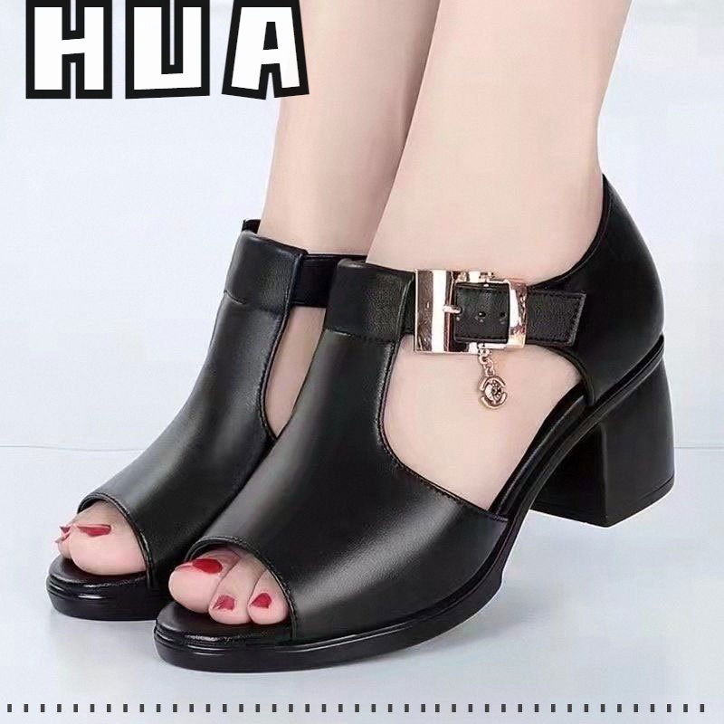 HUA Xăng đan Hở Mũi Thiết Kế Mới Đế Dày Cao Cấp Thời Trang Dành Cho Phụ Nữ Trung Niên