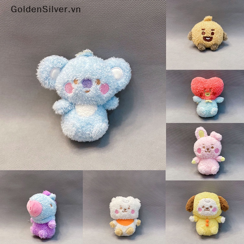 Móc Khóa Hình Đồ chơi nhồi bông BT21 Kpop Goldsilver 10CM Đáng Yêu