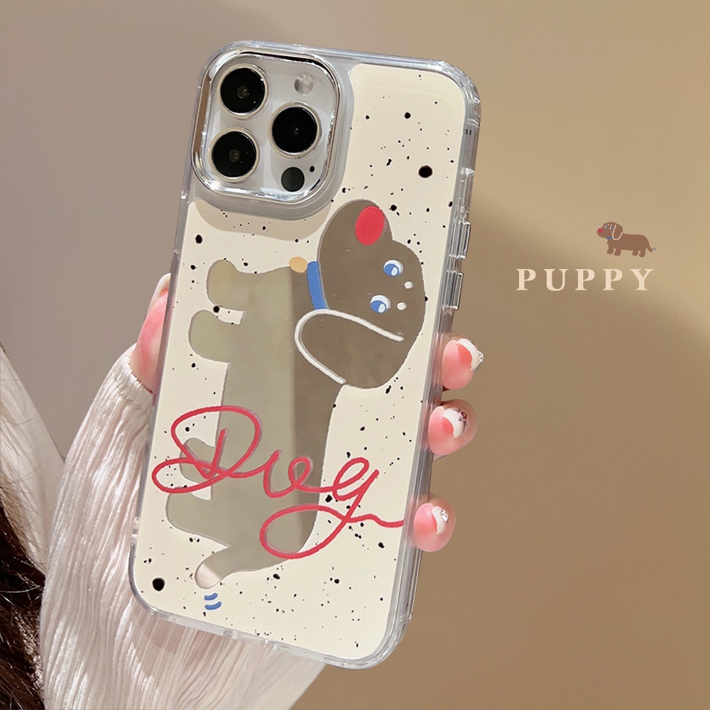 Ốp Điện Thoại Mặt Gương Trong Suốt Hình Chú Chó Cho Iphone 14 11 12 13 PRO MAX AT0264