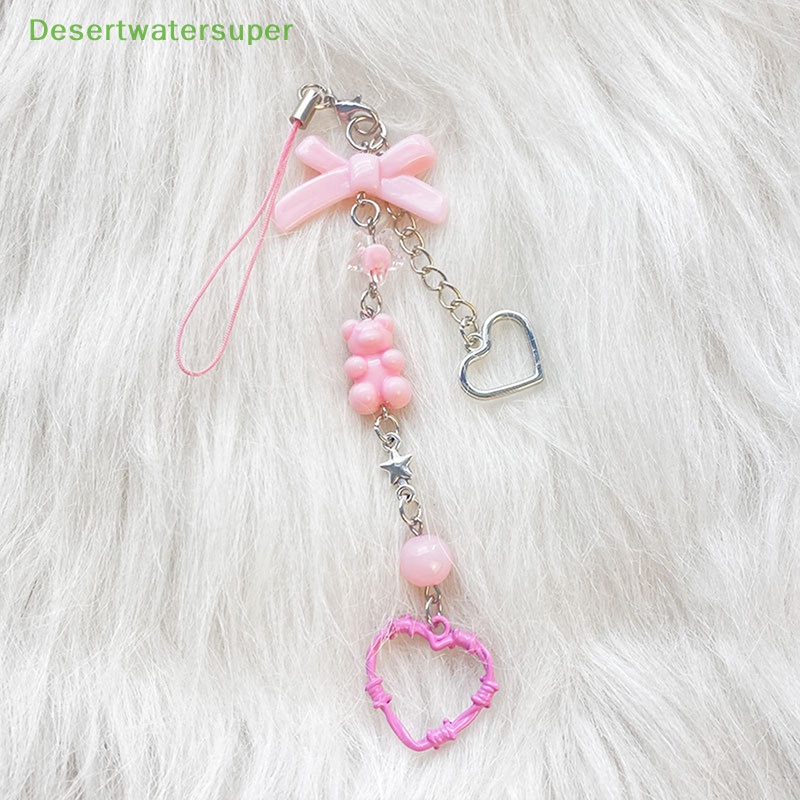 Dsvn Y2K Móc Điện Thoại Di Động Mặt Hình Nơ Trái Tim Ngọt Ngào Thời Trang Làm Đồ Thủ Công Trang Trí Túi Xách