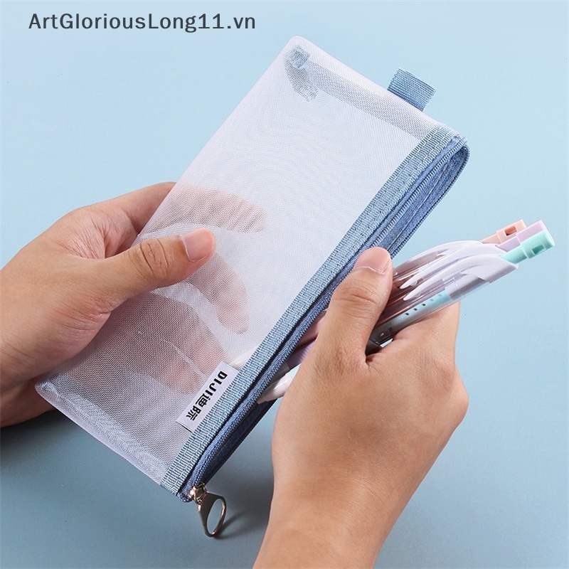 Túi Đựng Bút Dạng Lưới Trong Suốt Có Khóa Kéo Tiện Dụng Cho Học Sinh
