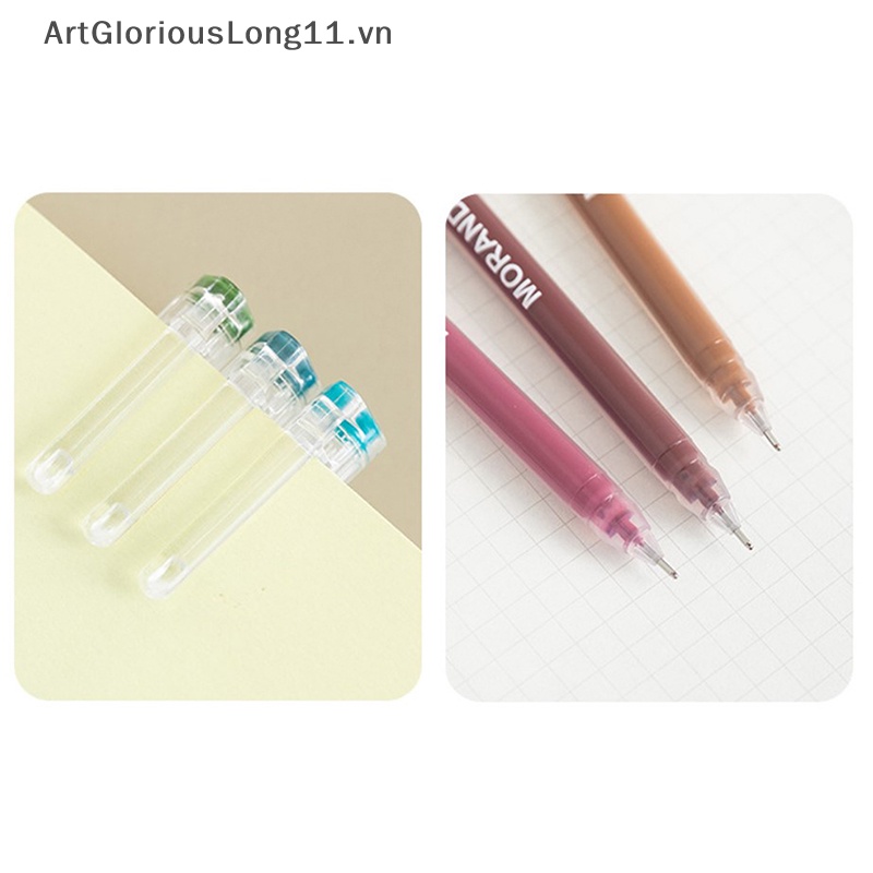 Set 9 Bút Mực Gel Ngòi 0.5mm Nhiều Màu Phong Cách Vintage