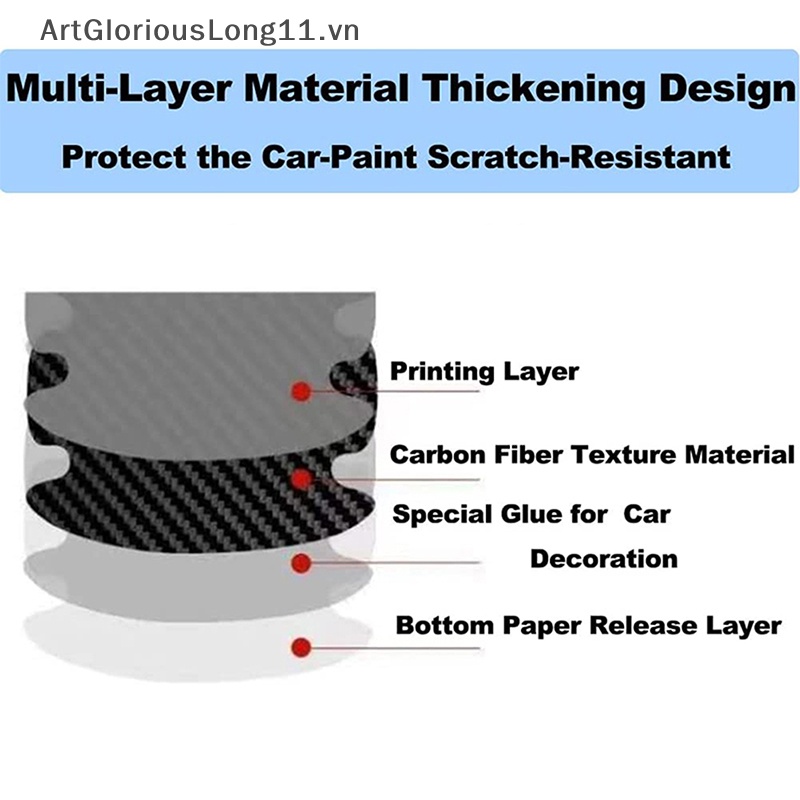 4 / 8 Miếng Dán Sợi Carbon Bảo Vệ Tay Cầm Cửa Xe Hơi Chống Trầy Xước