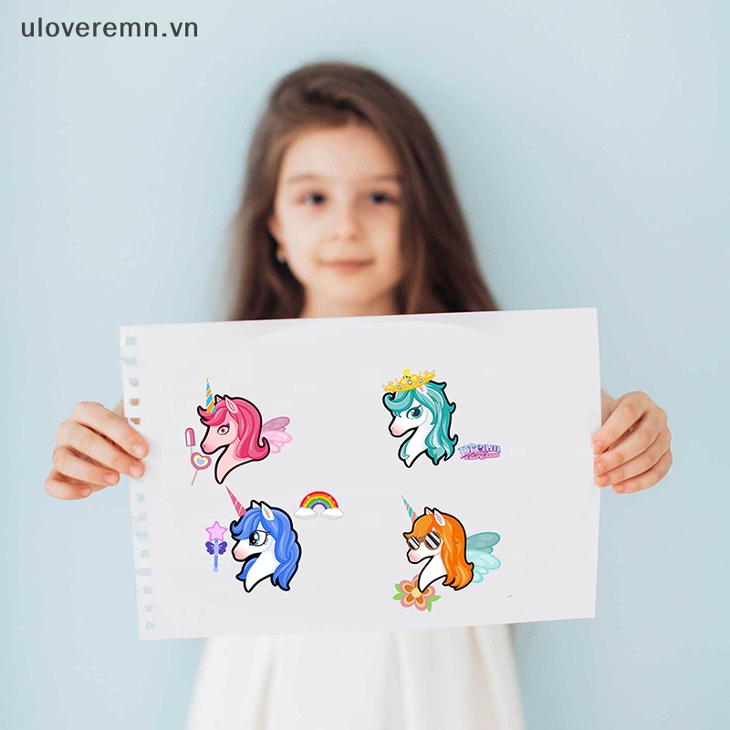 Set 6 / 12 / 24 Miếng Dán Hình Kỳ Lân Đáng Yêu Cho Bé