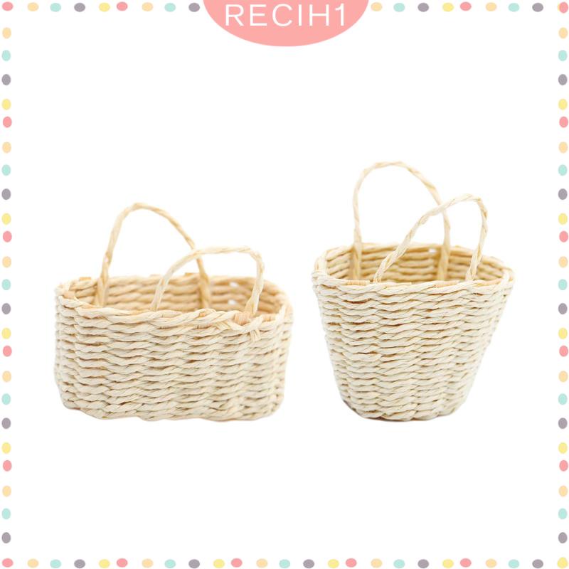 Giỏ Đựng Thức Ăn Rau Củ Quả Mini Bện Thủ Công Trang Trí Tiểu Cảnh / Nhà Búp Bê / Tiểu Cảnh Tỉ Lệ 1: 12