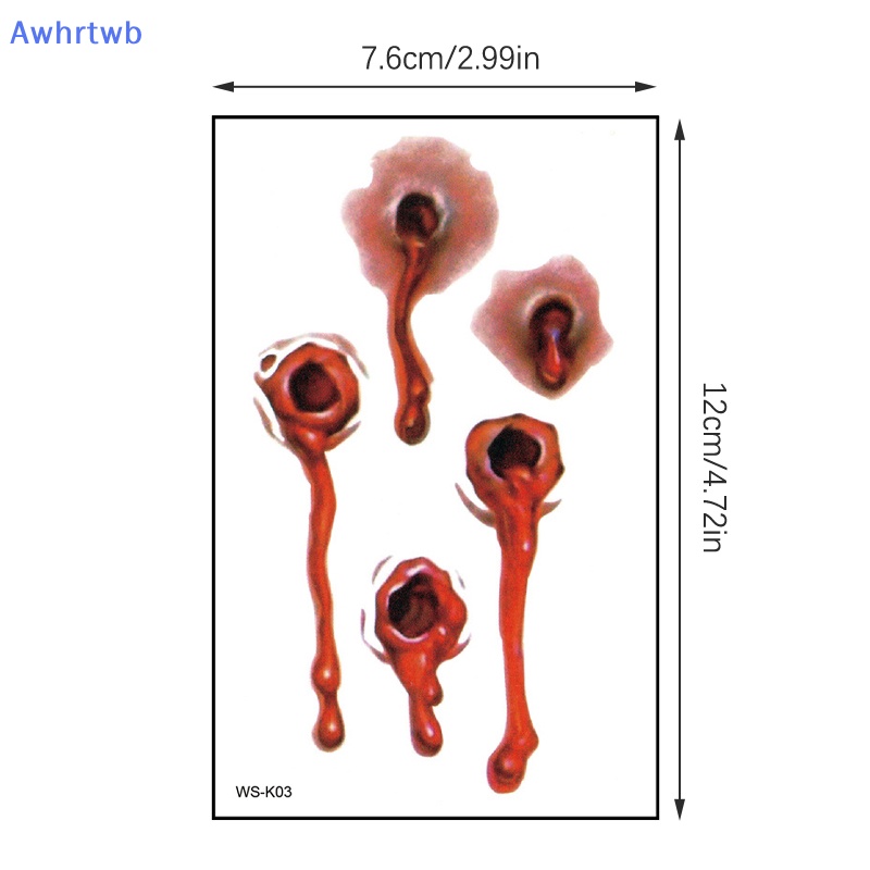 1 Tấm Hình Xăm Dán Vết Thương Máu Tạm Thời Chống Thấm Nước Phong Cách Halloween Mới