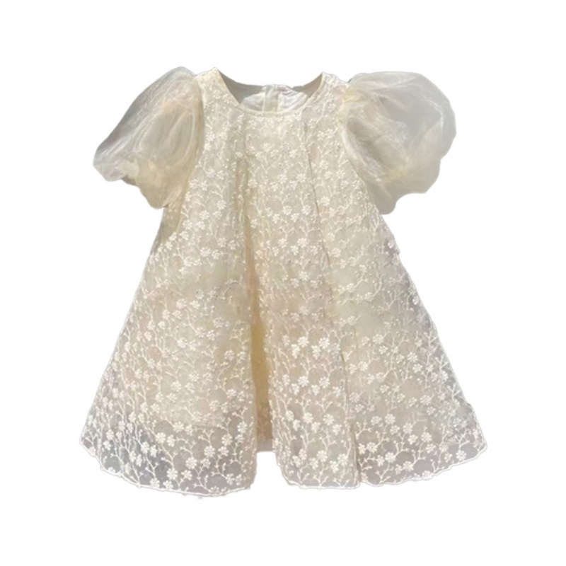 Đầm Bé Gái Đầm Công Chúa Se7en Tay Phồng Thêu Họa Tiết Xinh Xắn Thời Trang Mùa Hè Cho Bé Gái