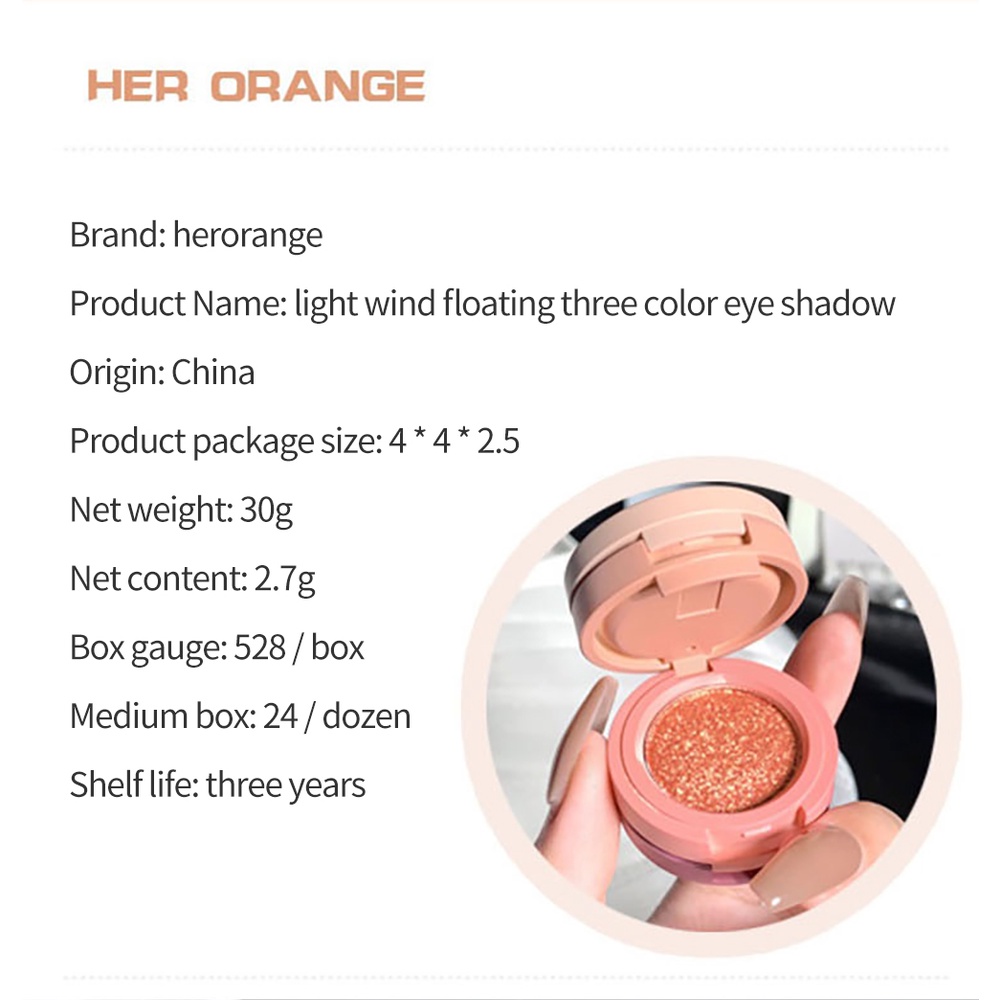 Bảng Phấn Mắt HERORANGE 3 Màu Mềm Mại Và Ngọt Ngào Tông Nâu Bạc Hà PK Ngọt Ngào