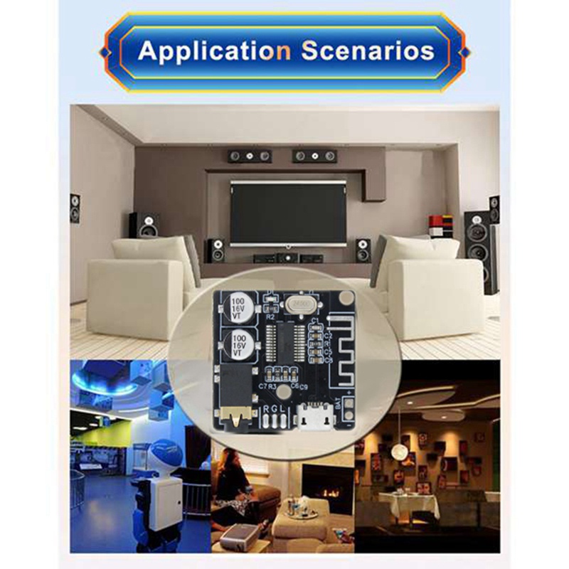 Bảng Mạch Khuếch Đại Âm Thanh Bluetooth + Cáp AUX MP3 Chuyên Dụng Cho Xe Hơi