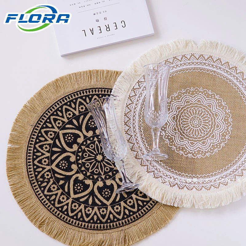 Tấm Lót Bàn Cách Nhiệt Bằng Vải Dệt Phối Tua Rua Phong Cách Cổ Điển