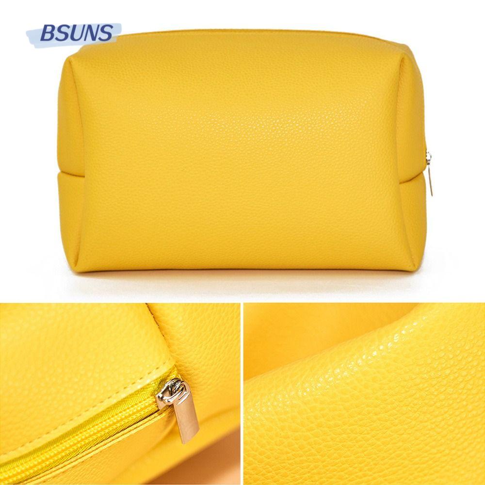 Túi Đựng Mỹ Phẩm Da PU Hai Mặt Màu Trơn Đơn Giản