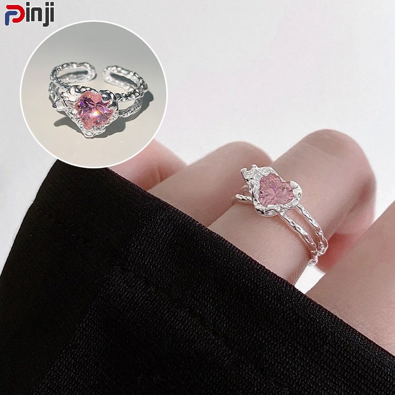 Nhẫn Trái Tim Màu Hồng Thời Trang