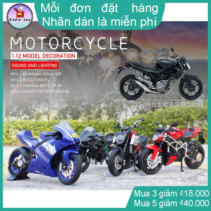 Mô hình siêu xe DucatiMô hình moto Ducati GPMô hình tay đua moto DucatiMô hình xe moto Ducati MonsterBộ mô hình xe moto mini Ducati Xe Mô Tô Ducati DKDMX0519 Tỉ Lệ 1: 12 Bằng Hợp Kim Có Đèn Và Nhạc Cho Bé