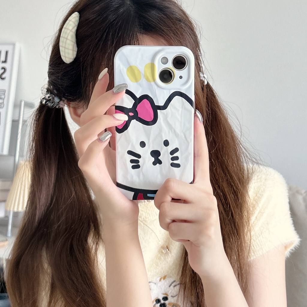 Ốp Điện Thoại PC Cứng Viền Dẻo Họa Tiết Hoạt Hình Chú Mèo Dễ Thương Chống Sốc Cho iPhone 13 12 11 14 Pro Max