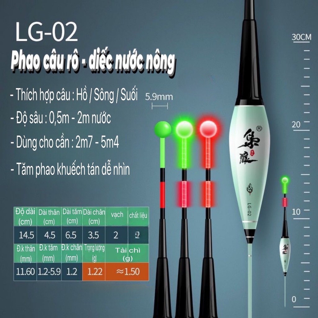 Phao điện ngắn câu đài ngày đêm LG câu rô diếc nước nông - HM2K MALL