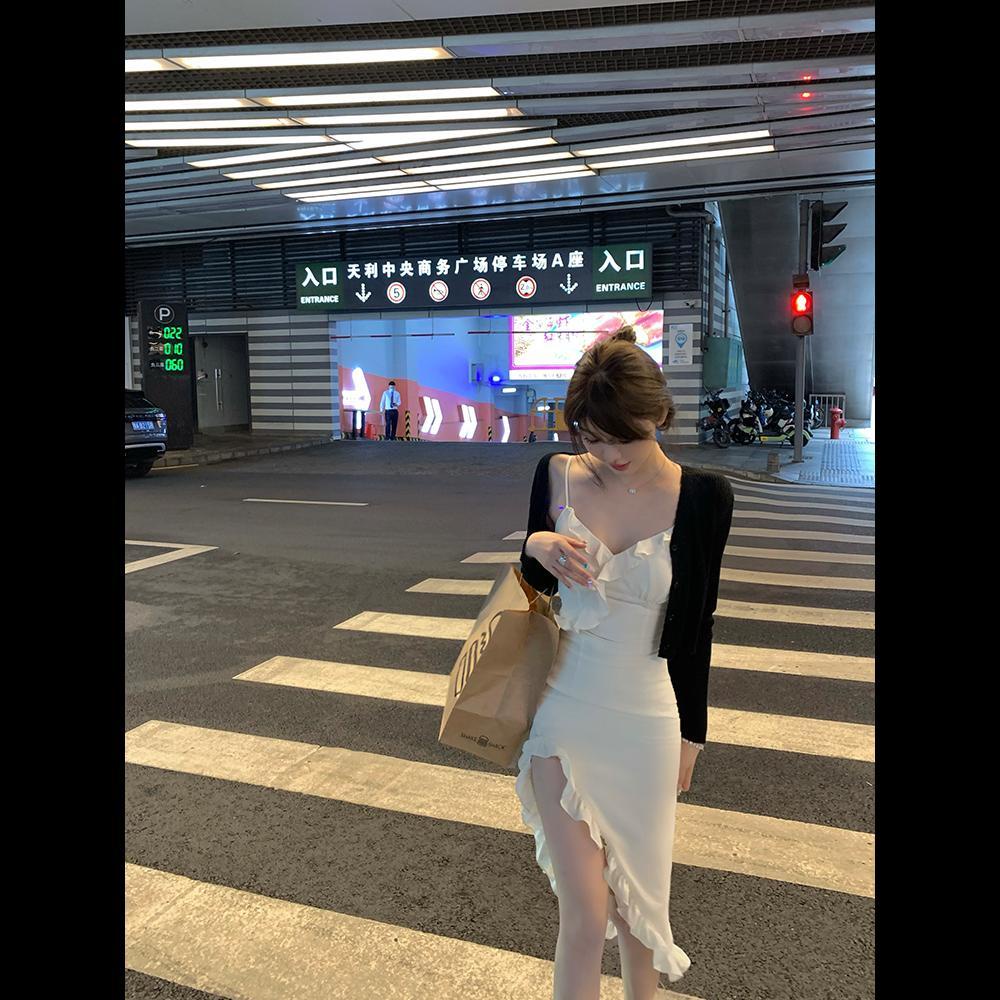 Đầm Đuôi Cá Dệt Kim Hai Dây Xẻ Tà Thời Trang Mùa Hè Cao Cấp Phong Cách Pháp Cho Nữ