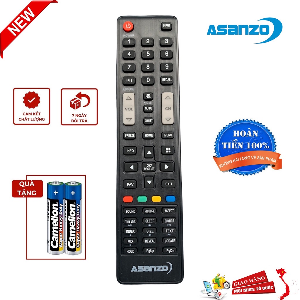 Điều khiển tivi Asanzo 3D Smart thông minh có mạng [BH đổi mới, tặng kèm pin ] Remote Asanzo tivi 43