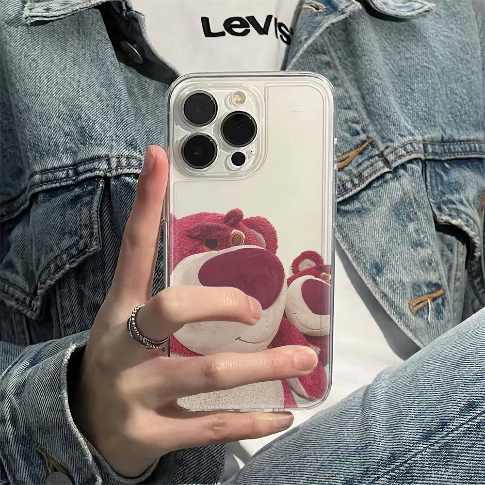 ✅Ốp Điện Thoại Mềm Chống Sốc Hình Gấu Dâu Tây Cho Iphone 14Pro Plus 1213 Max 1178 6In 4RIB