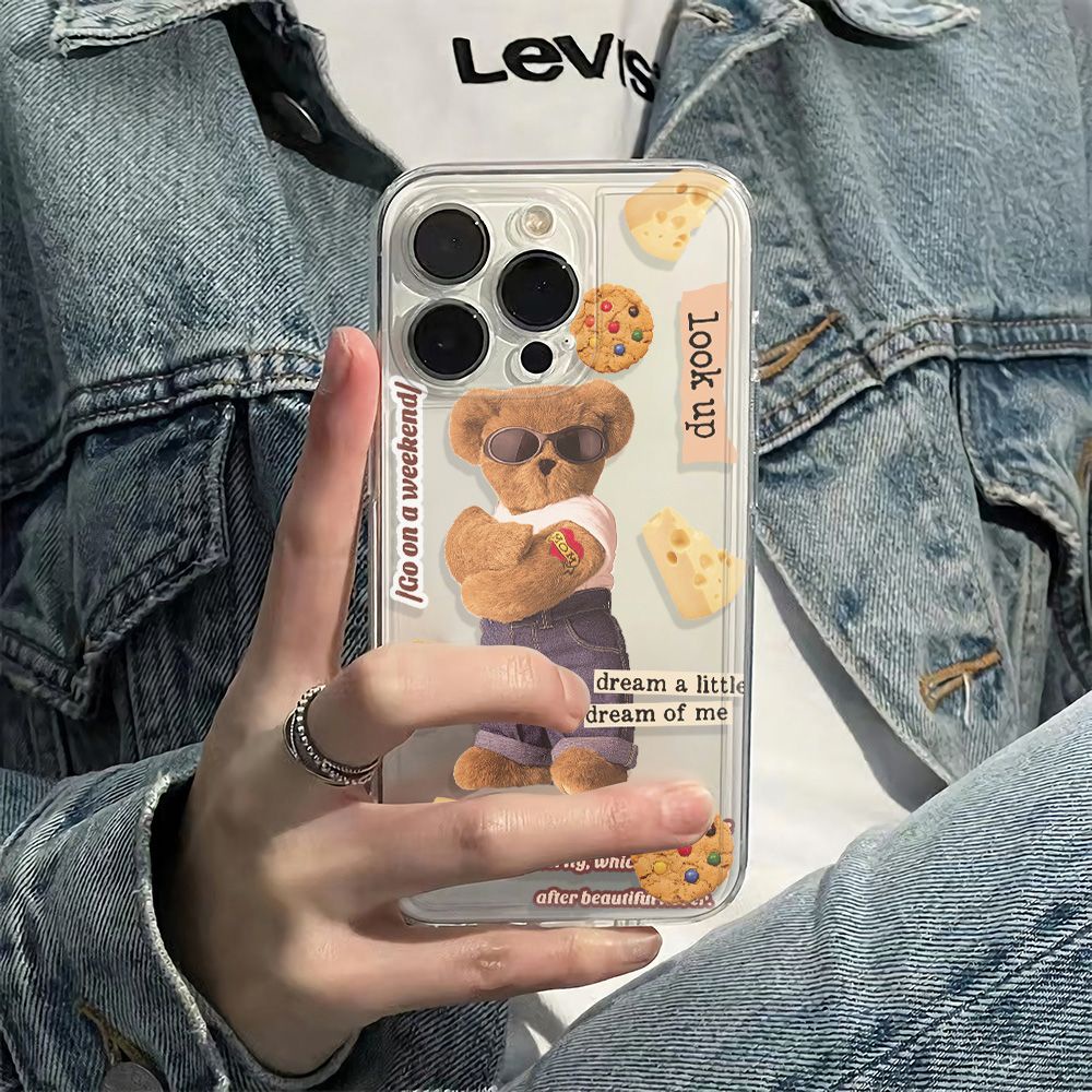 ✅Ốp Điện Thoại Mềm Chống Sốc Hình Gấu Cho Iphone 13 11 78 12 14pro 6In KC8Z