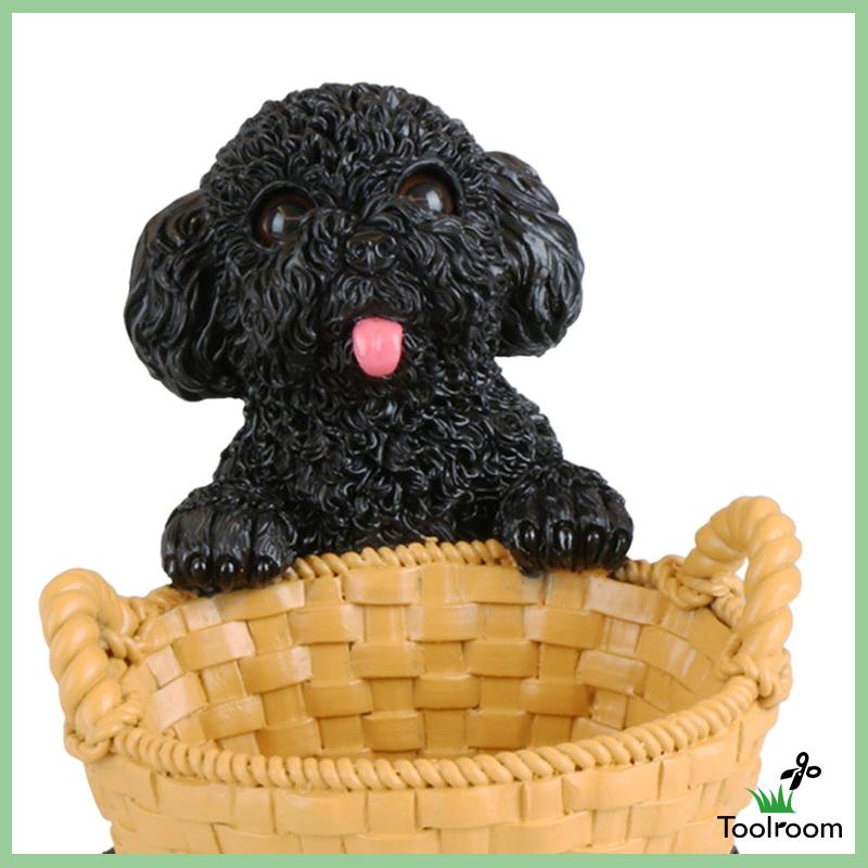 Tượng Cún Con Có Giỏ Đựng Đồ Trang Trí Cho Nhà Hàng / Văn Phòng