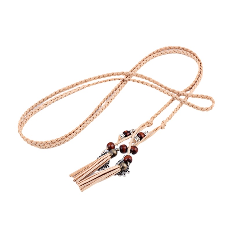 Thắt Lưng Bện Dây Xỏ Hạt Phối Tua Rua Phong Cách Bohemian Thời Trang Mùa Hè Cho Nữ