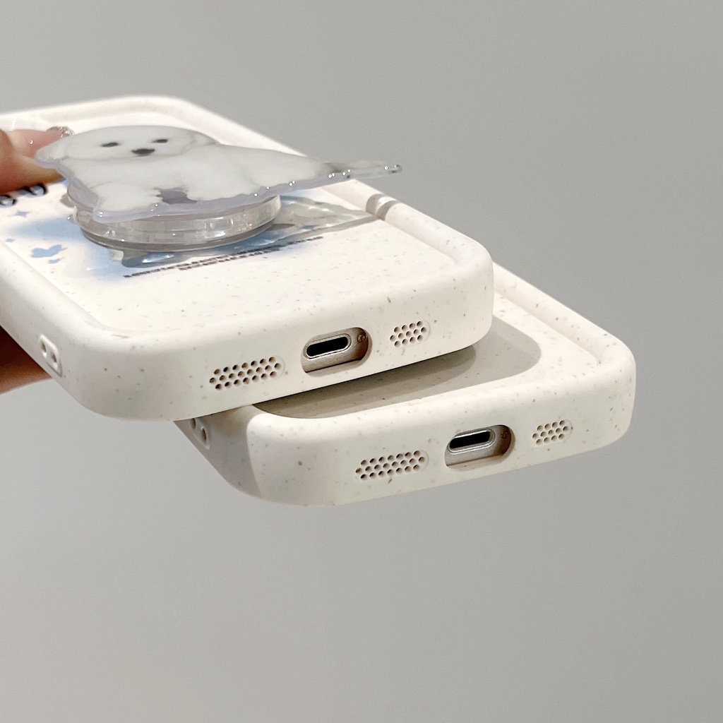 Ốp Điện Thoại TPU Silicon Mềm Bảo Vệ Toàn Diện In Hình Chú Cún Dễ Thương Kèm Giá Đỡ Cho iPhone 13 12 11 14 Pro Max