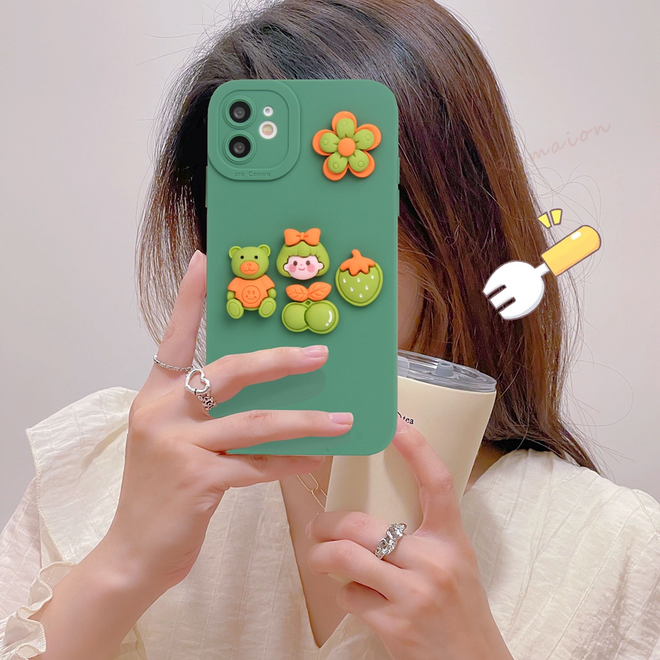 Ốp Điện Thoại Silicon Dẻo Hình Gấu 3D Cho iPhone X XR XS Max 11 12 13 14 Pro Max Plus Mini 6 S 7 8 Plus SE 2020 11Pro 12pro 13Pro