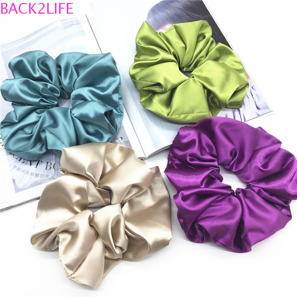 Dây Buộc Tóc Vải Satin Co Giãn Màu Trơn Cỡ Lớn BACK2LIFE