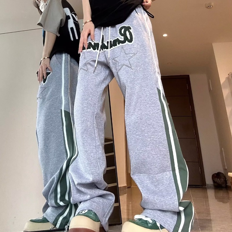 Quần Thể Thao Dài Kẻ Sọc Hai Bên Phong Cách hip hop Đường Phố Mỹ