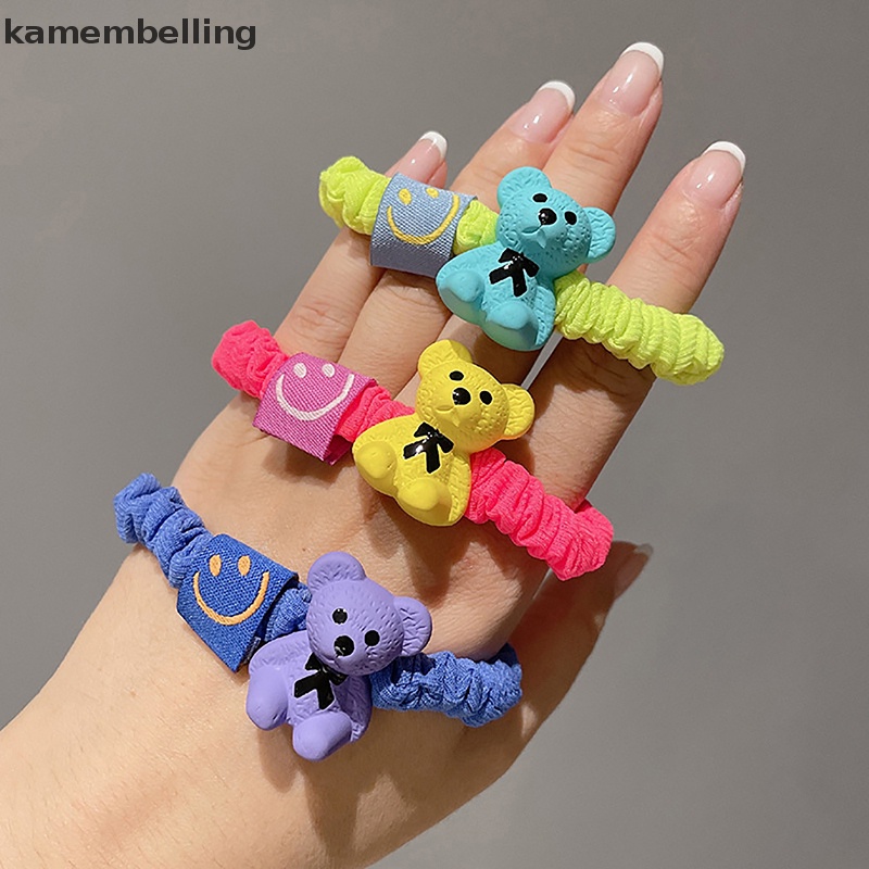 1 Dây Cột Tóc Co Dãn Màu Sắc Kẹo Ngọt Hình Chú Gấu Đáng Yêu