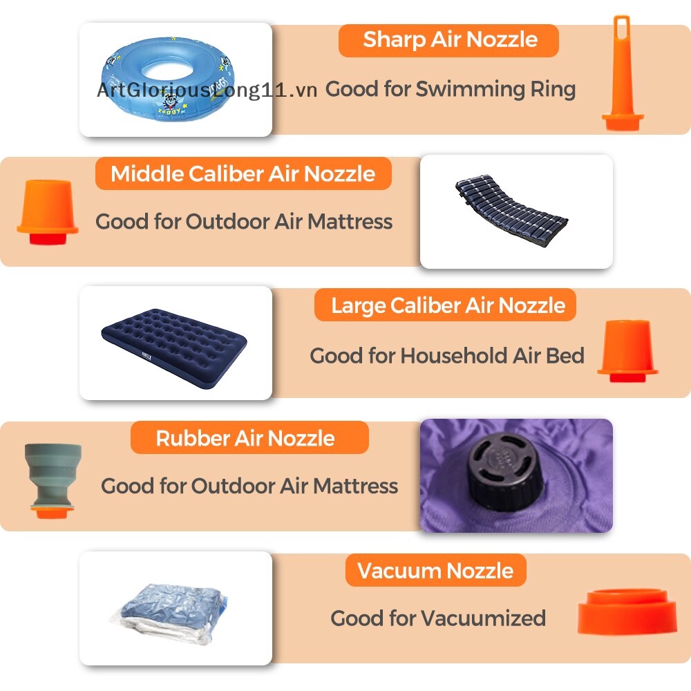 Bơm Hơi Mini Artgla 2.0 Tiện Dụng Mang Theo Du Lịch Cắm Trại