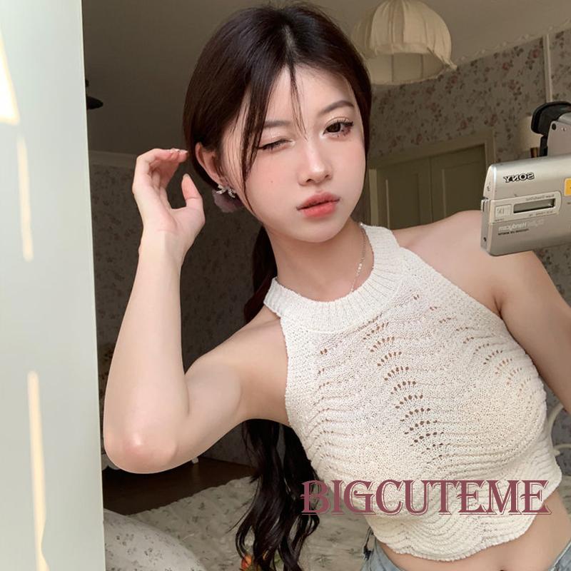 [] - Áo Sát Nách Cổ Tròn Dáng Ôm Gợn Sóng Thời Trang Mùa Hè Đi Tiệc Cho Nữ