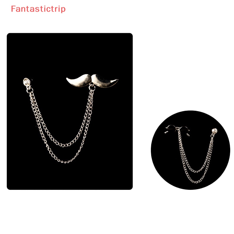 Ghim Cài Áo Phối Dây Xích Tua Rua Đính Đá Pha Lê Hình Ria Mép Cho Nam Và Nữ