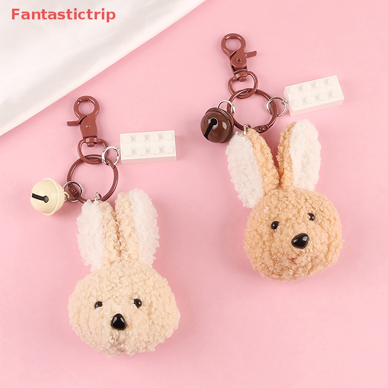 [Fantastictrip] Móc Khóa Thỏ Bông Tai To Dễ Thương Trang Trí Ba Lô / Ô Tô