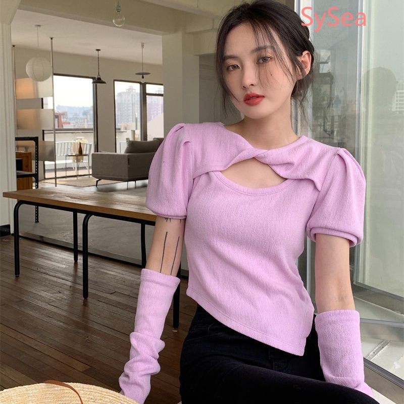 Áo Kiểu Hàn Quốc Dáng Ôm Thiết Kế Bất Đối Xứng Thời Trang Cho Nữ